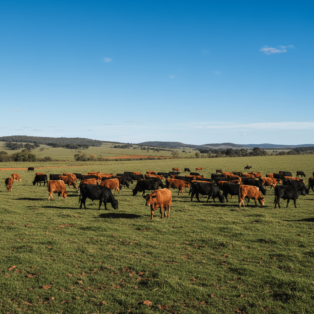 Cattle herd in South American pasture